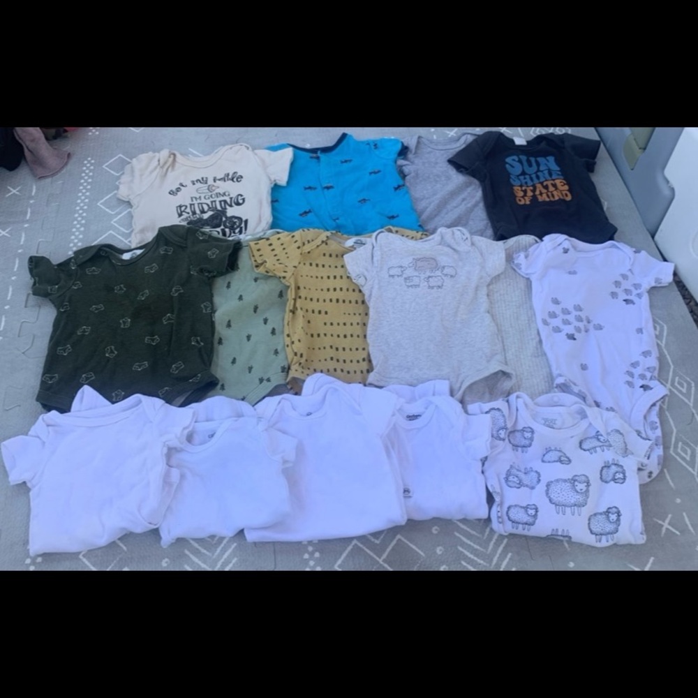 15 Assorted Baby Onesies Set 0-6 months